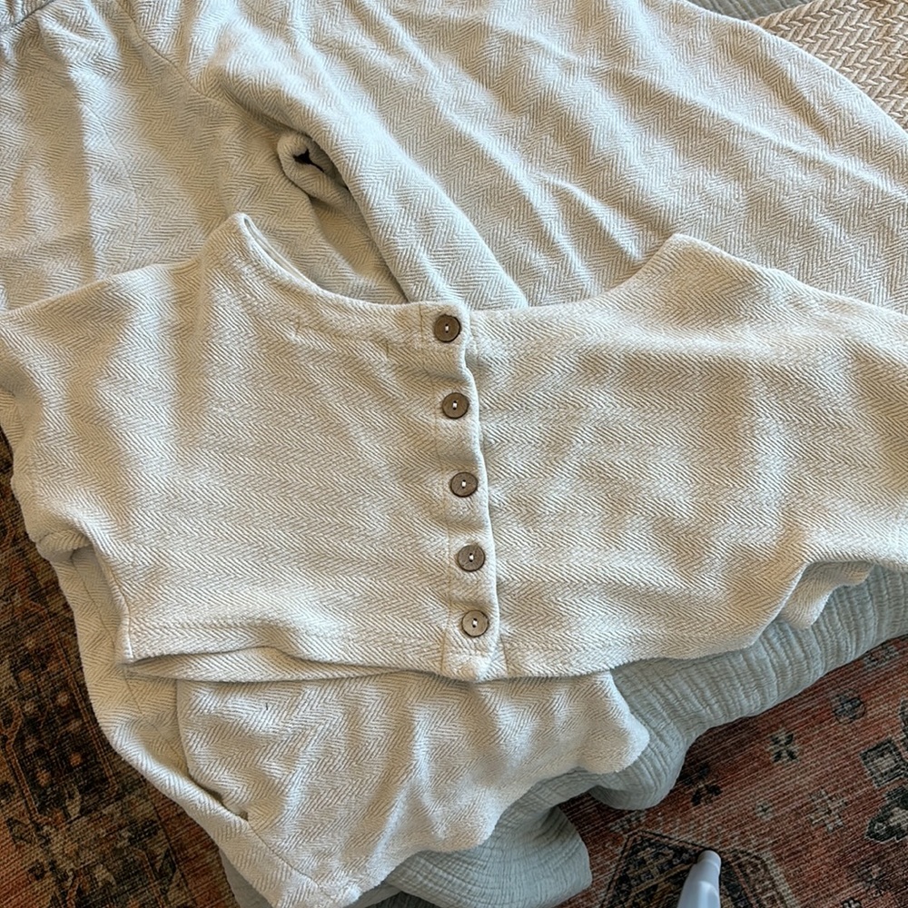 Free People Light Cream Two-Piece Lounge Set - Picture 2 of 4